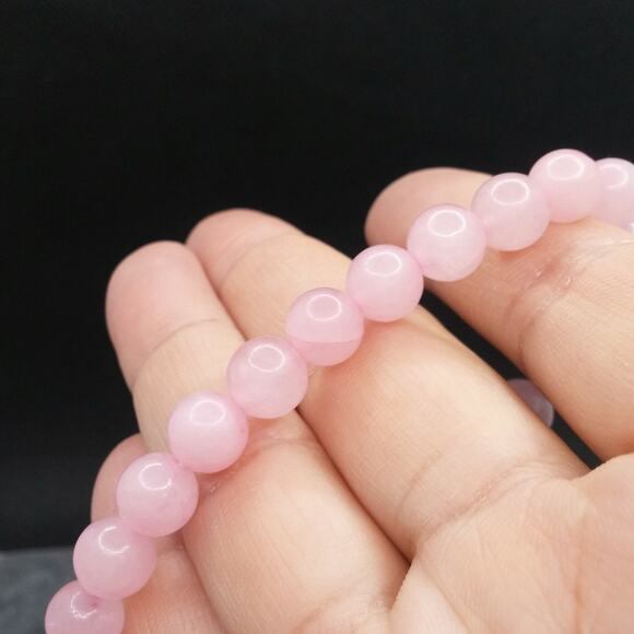 Rose Quartz Bracelet Pink Gemstone Artisan Stretch 8mm Beaded Bohemian NEW - Picture 7 of 9
